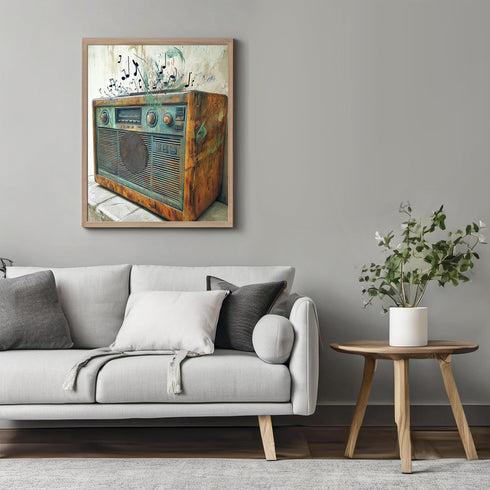 Posterizer-rustic modern art of classic boombox playing music -4-Musical Art Collection-Retro Art-Living Room Bedroom Decor- unframed wall art...